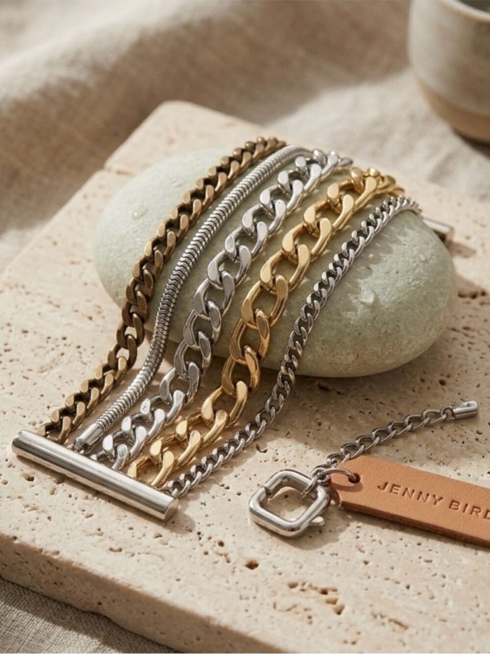 AUTHENTIC Jenny Bird Multi-Strand Mixed Metal Chain Bracelet 2636